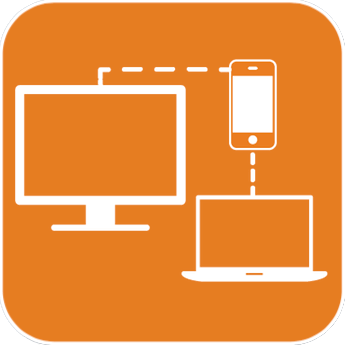 Icon of a desktop computer, mobile phone and laptop