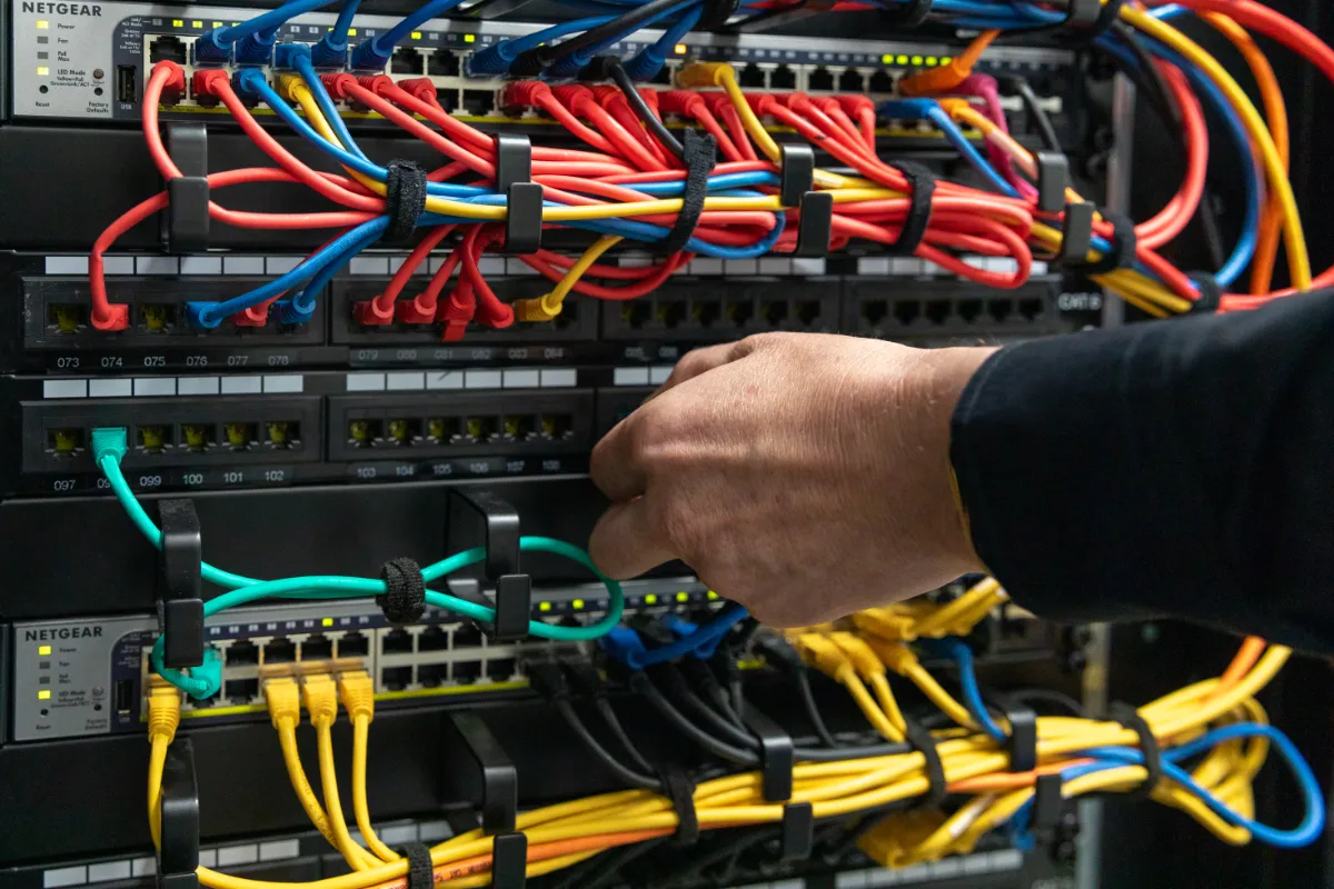 Cables in server room ready for upgrade to connectivity